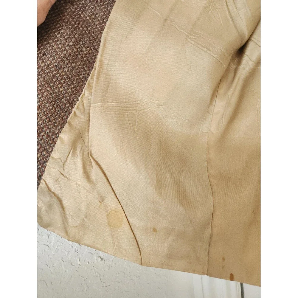Vintage 1970s Tweed Wool Sport Coat with Leather Knot Buttons Mens 42R